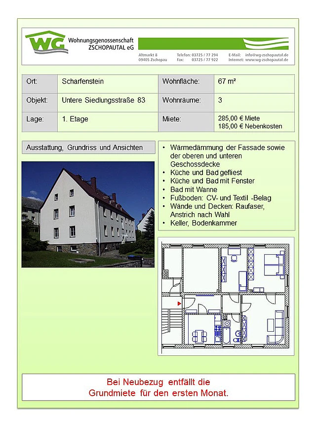 Wohnungsgenossenschaft Zschopautal eG - Wohnungsangebote